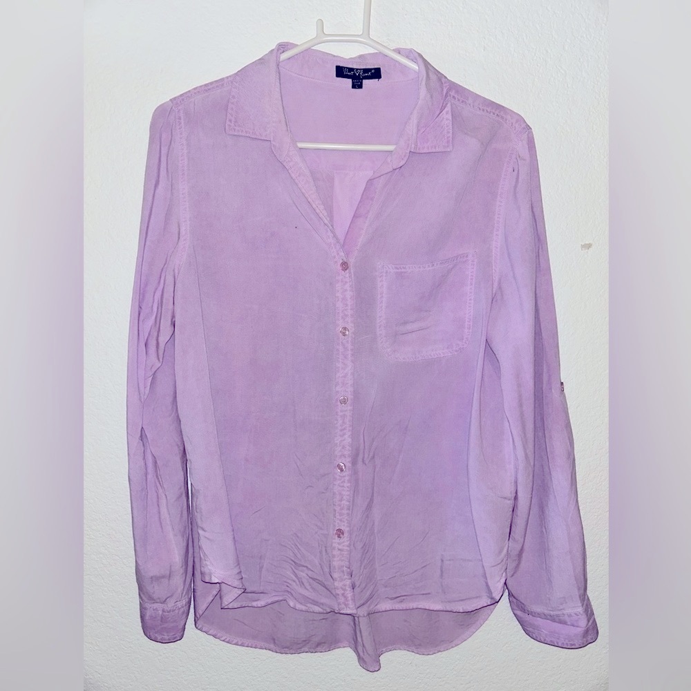 Lavender Long Sleeve Notched Collar Blouse